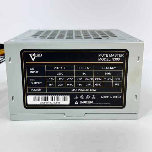 Vetroo Mute Master Computer Power Supply Unit PSU 400W Model N380 Voltage 220V - Picture 1 of 12